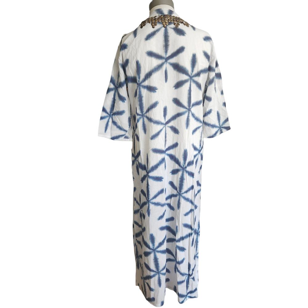 FIGUE Thandie Kaftan boho caftan tie dye beaded midi dress in Izu floral Size S - Picture 3 of 11